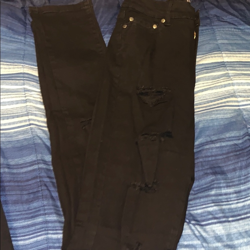 Fashionnova jet black ripped jeans
